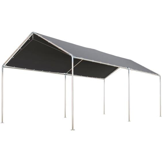 Outsunny - Carport auvent pour voiture 5,95L x 2,90l x 2,60H m acier galvanisé robuste pe haute densité gris