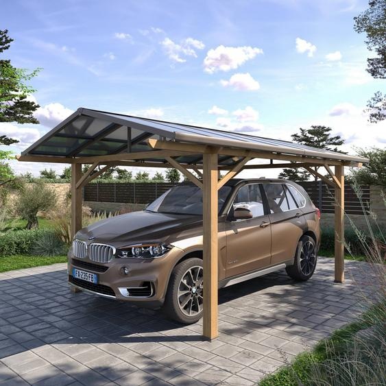 Carport BELIZE Miel 5 x 3 m - Aluminium, Acier, Polycarbonate Hespéride