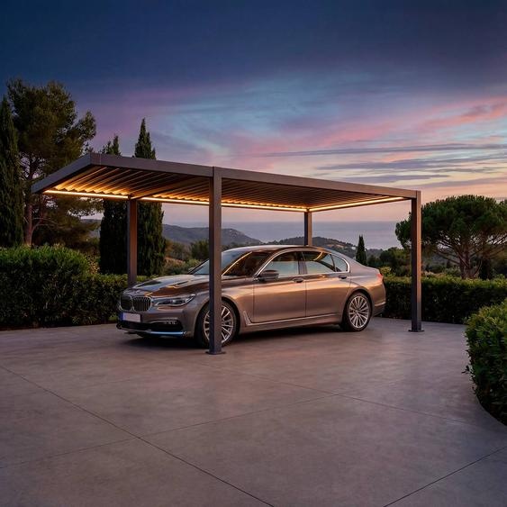 Carport NEIRIA Graphite 5,5 x 3 m - Acier galvanisé, Aluminium traité époxy Hespéride