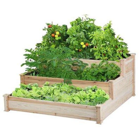 Yaheetech - Carré à Plantes en Bois Carré Potager au Sol Lit de Plantation Jardinière à 3 Etages en Bois de Sapin Inoffensif pour Balcon Serre