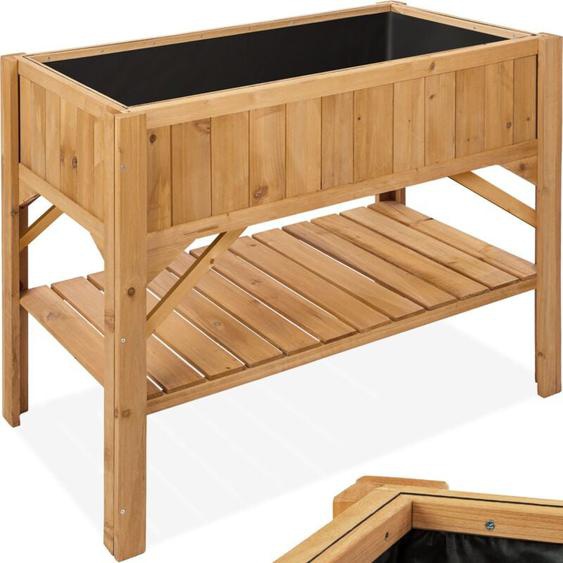 Tectake - Carré Potager de jardin sur Pied Surélevé en Bois, avec étagère