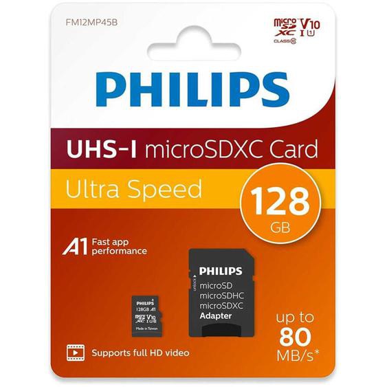 Carte Philips Micro sdhc / sdxc + Adaptateur / 8GB, 16GB, 32GB, 64GB, 128GB 128GB