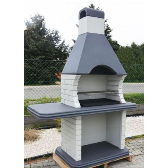 Casa Padrino barbecue de jardin de luxe blanc / gris 160 x 74 x h. 232 cm - cheminée de barbecue en béton - accessoires de jardin de luxe
