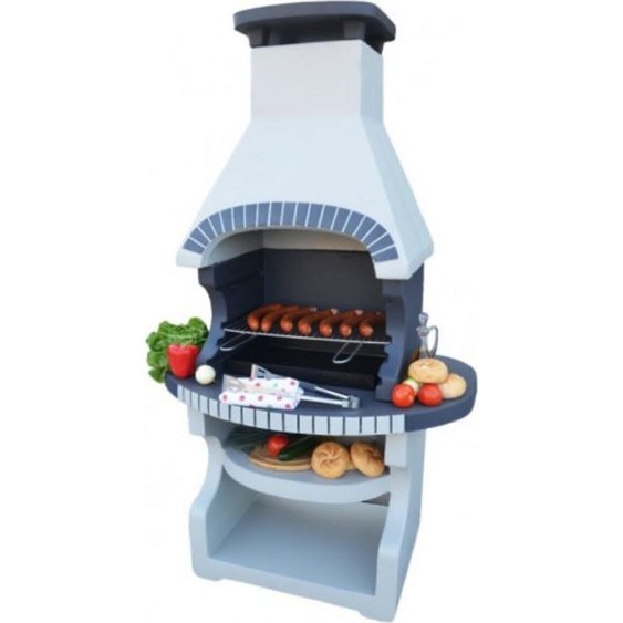 Casa Padrino barbecue de jardin de luxe gris clair / gris 98 x 62 x h. 170 cm - Barbecue en béton cheminée - Accessoires de jardin de luxe