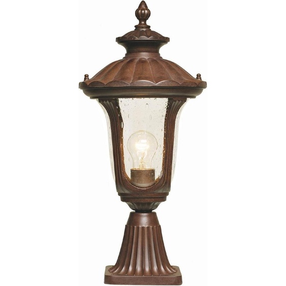 Casa Padrino Barock Sockelleuchte Rost Ø 23,5 x H. 51 cm - Lampe dextérieur résistante aux intempéries - Lampe de jardin - Lampe de terrasse - Lampe dextérieur baroque - Lanterne de jardin - Eclairage extérieur nostalgique