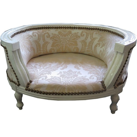 Casa Padrino Baroque Chien & Chat Canapé Crème Motif / Vieux Blanc - Fauteuil pour chien Siège Lit pour chien Lit pour chat Meubles pour chien et chat