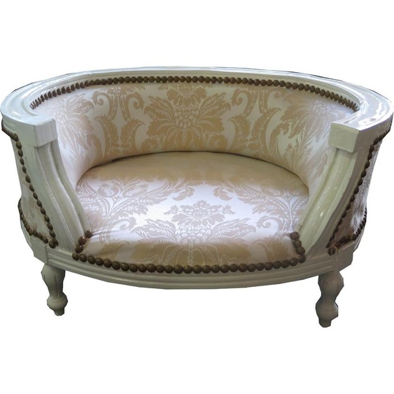 Casa Padrino Baroque Chien & Chat Canapé Crème Motif / Vieux Blanc - Fauteuil pour chien Siège Lit pour chien Lit pour chat Meubles pour chien et chat
