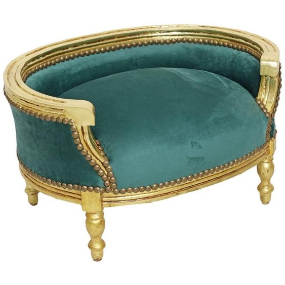 Casa Padrino Baroque Lit pour chien & chat Vert / Or antique - Canapé de style baroque fait main pour chiens et chats - Meubles baroques pour chiens et chats - Meubles pour animaux baroques