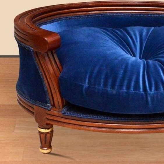 Casa Padrino Baroque Lit pour Chien Royal Bleu / Marron / Or - Meubles Baroques pour Chiens - Meubles Baroques pour Animaux - Meubles de Style Baroque