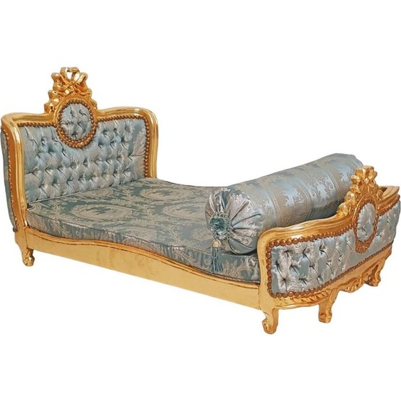 Casa Padrino Baroque Lit pour chien Vert Motif / Or antique - Lit pour chien de style antique fait à la main - Meubles somptueux pour chiens de style baroque - Meubles pour animaux de style antique - Meubles pour animaux de style baroque