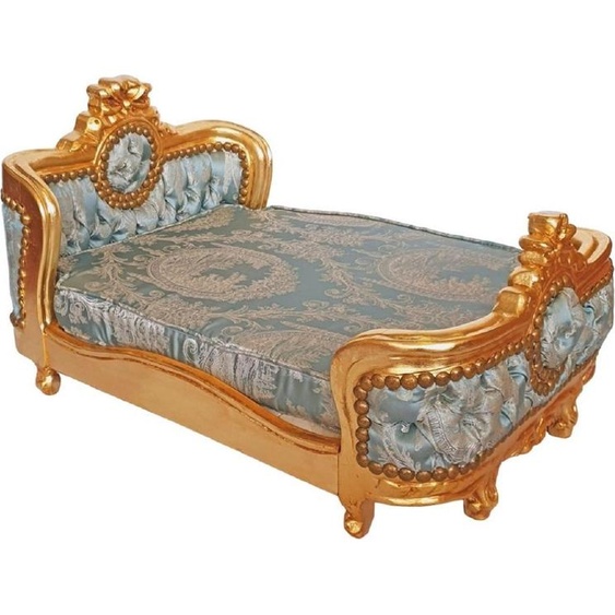 Casa Padrino Baroque Lit pour Chien Vert Motif / Or - Lit pour chien de style antique fait à la main - Meubles somptueux pour chiens de style baroque - Meubles pour animaux de style antique - Meubles pour animaux de style baroque