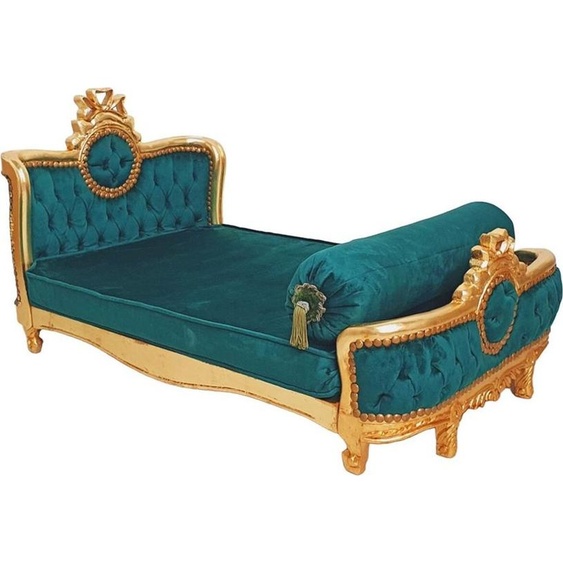 Casa Padrino Baroque Lit pour chien Vert / Or antique - Lit pour chien de style antique fait à la main - Meubles somptueux pour chiens de style baroque - Meubles pour animaux de style antique - Meubles pour animaux de style baroque