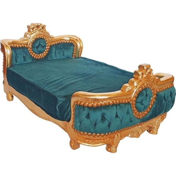 Casa Padrino Baroque Lit pour Chien Vert / Or - Lit pour chien de style antique fait à la main - Meubles somptueux pour chiens de style baroque - Meubles pour animaux de style antique - Meubles pour animaux de style baroque