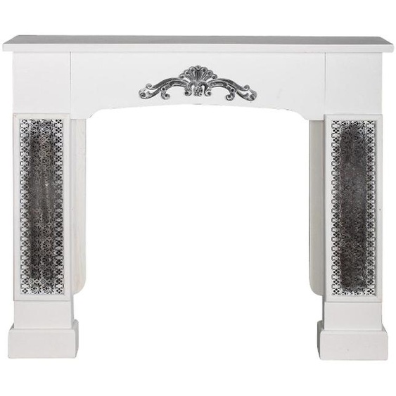 Casa Padrino Bordure de cheminée de style rustique avec décorations Blanc 115 x 23 x H. 100 cm - Décoration faite main de style rustique