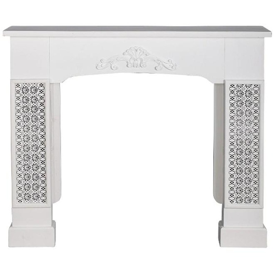 Casa Padrino Bordure de cheminée de style rustique avec décorations Blanc 115 x 23 x H. 100 cm - Meubles de style rustique