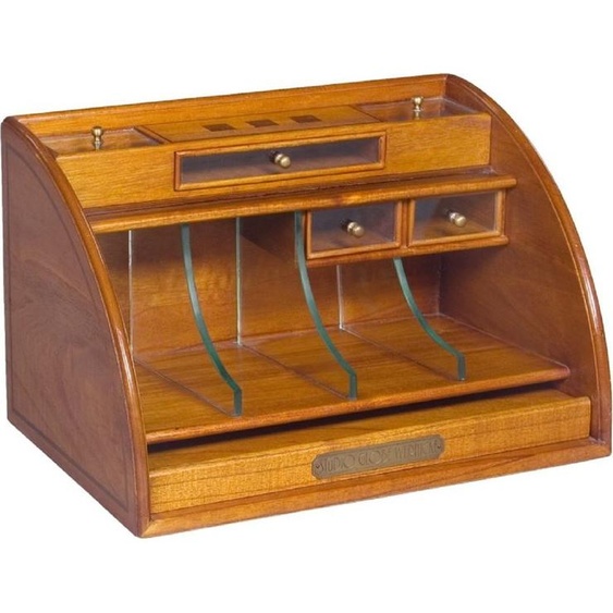 Casa Padrino Bureau de luxe Boîte Oranizer Marron clair 37,5 x 25 x H. 24 cm - Elégante boîte de bureau en bois massif - Accessoires de bureau de luxe