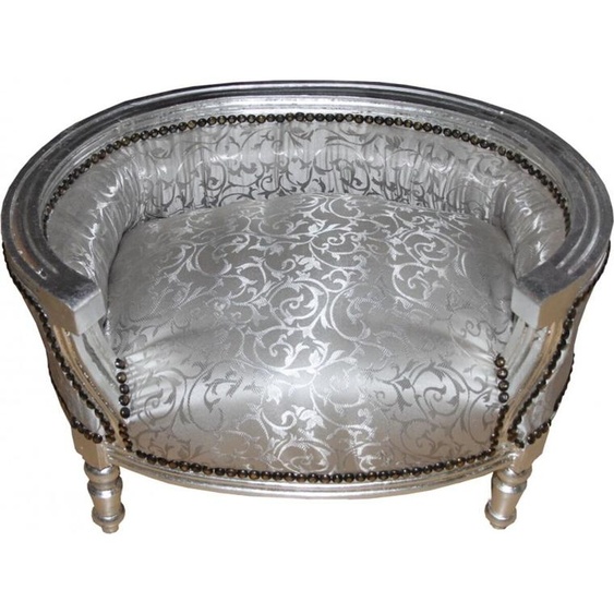 Casa Padrino Canapé baroque pour chiens et chats argenté - Fauteuil pour chiens Siège Lit pour chiens Lit pour chats Meubles pour chiens et chats