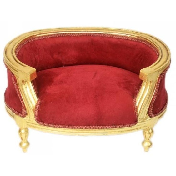 Canapé de luxe Casa Padrino, style baroque, pour chiens et chats, en bordeaux/or, dimensions : 71,5 x 53 x 41 cm