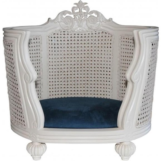 Casa Padrino Canapé baroque pour chiens et chats Crème / Bleu Lit pour chien et chat