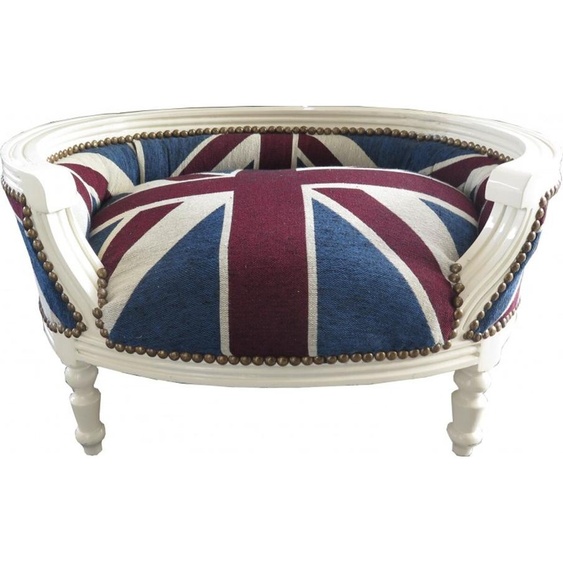 Casa Padrino Canapé baroque pour chiens et chats Union Jack / Crème - Lit pour chien et chat