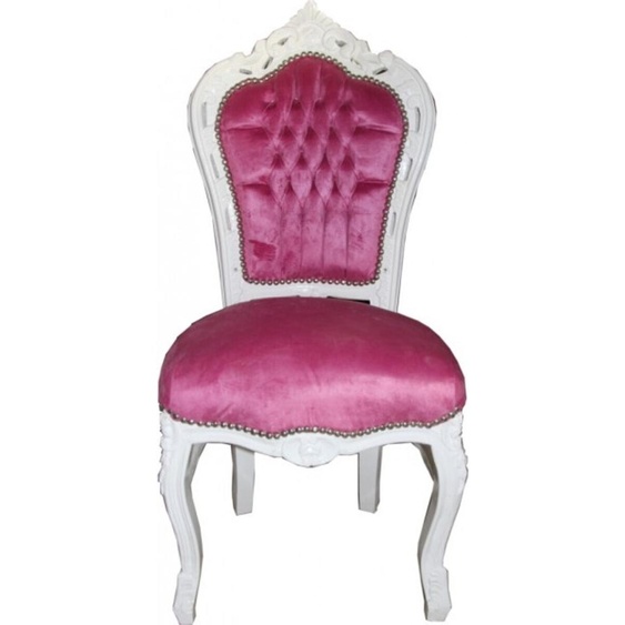 Casa Padrino Chaise de salle à manger baroque rose / blanc - Meubles dintérieur