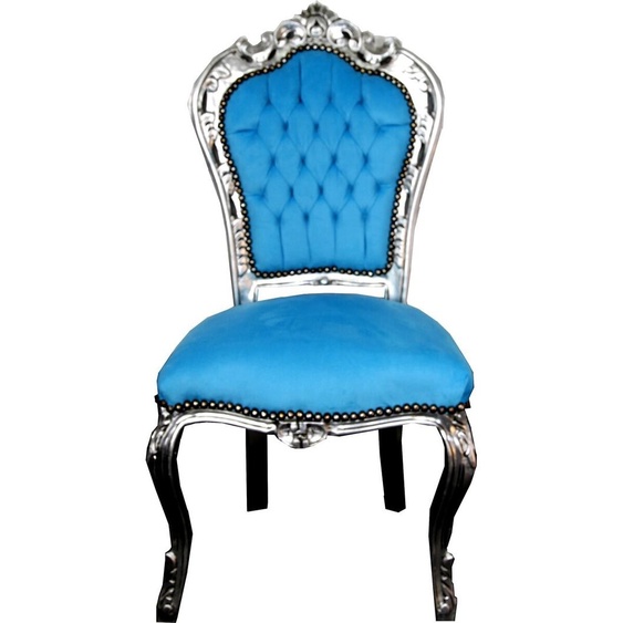 Casa Padrino Chaise de salle à manger baroque turquoise / argent - Meubles baroques Chaises Intérieur