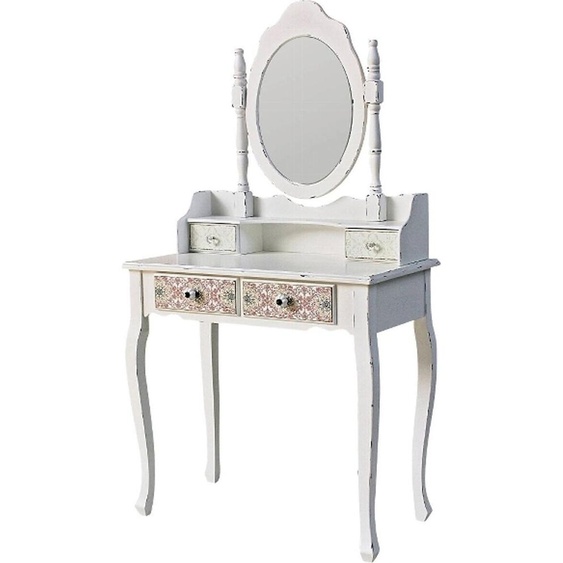 Casa Padrino Coiffeuse style campagne Blanc antique / multicolore 75 x 40 x H. 140 cm - Meuble style shabby chic