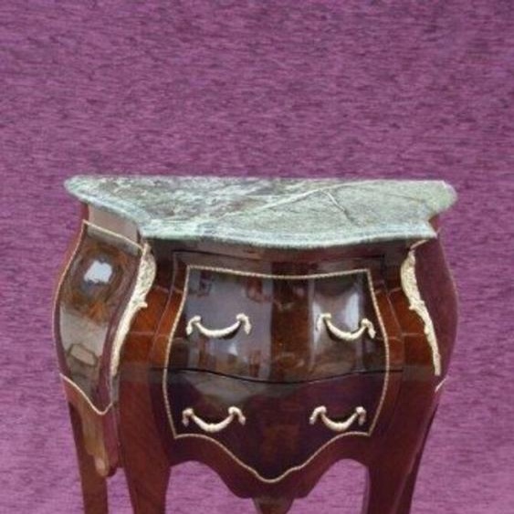 Casa Padrino Commode baroque avec plateau en marbre brun H 73 cm, L 59 cm - Modèle Acajou - Table de chevet Commode