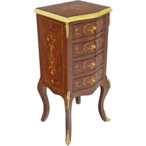Casa Padrino Commode baroque brun foncé / or 40 x 30 x H. 80 cm - Commode de style antique en bois massif fabriquée à la main avec 4 tiroirs - Meubles baroques