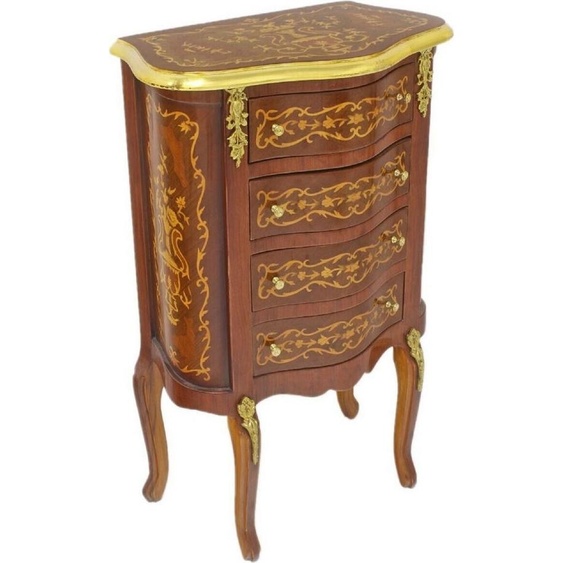 Casa Padrino Commode baroque brun foncé / or 50 x 30 x H. 80 cm - Commode de style antique en bois massif fabriquée à la main avec 4 tiroirs - Meubles baroques
