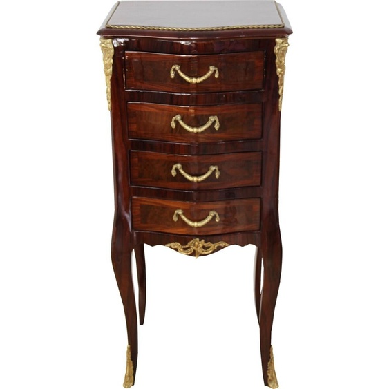 Casa Padrino Commode baroque en acajou marqueté avec 4 tiroirs 80 x 36 x 30 cm - Style antique