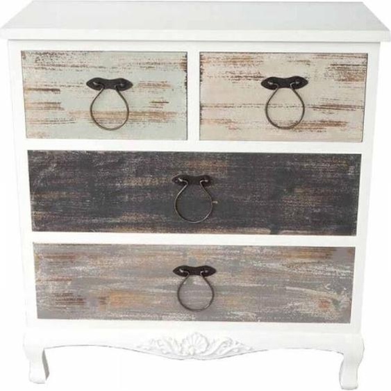 Casa Padrino Commode de style rustique blanc antique / multicolore 84 x 40 x H. 80 cm - Commode 4 tiroirs look shabby chic