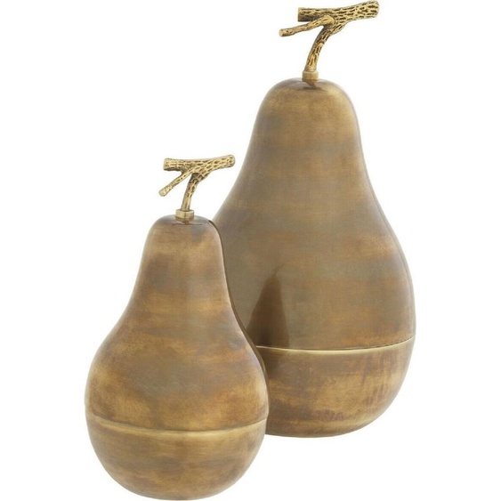 Casa Padrino Ensemble de boîtes de rangement de luxe avec couvercle en forme de poire Laiton vintage - Accessoires déco de luxe