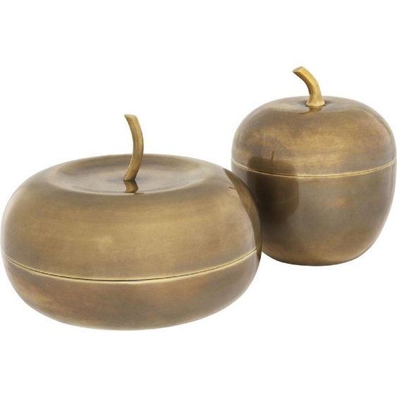 Casa Padrino Ensemble de boîtes de rangement de luxe avec couvercle en forme de pomme Laiton vintage - Accessoires déco de luxe