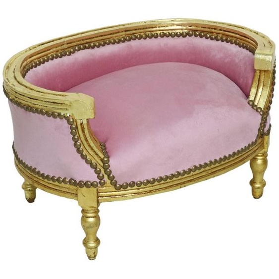 Casa Padrino Lit Baroque pour Chien & Chat Rose / Or Antique - Canapé fait main de style baroque pour chiens et chats - Meubles Baroques pour Chiens et Chats - Meubles Baroques pour Animaux