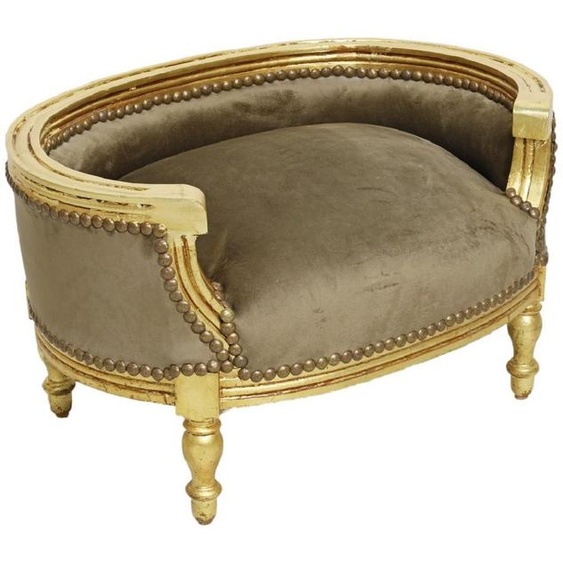 Casa Padrino Lit Baroque pour Chien & Chat Taupe / Or Antique - Canapé fait main de style baroque pour chiens et chats - Meubles Baroques pour Chiens et Chats - Meubles Baroques pour Animaux