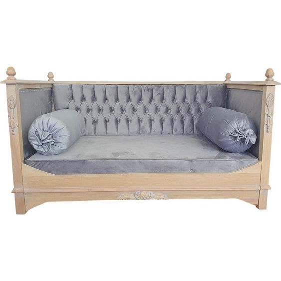 Casa Padrino Lit de chien baroque Gris / Naturel - Lit de chien somptueux de style antique - Meubles pour chiens faits à la main de style baroque - Meubles baroques pour animaux - Meubles pour animaux de style antique