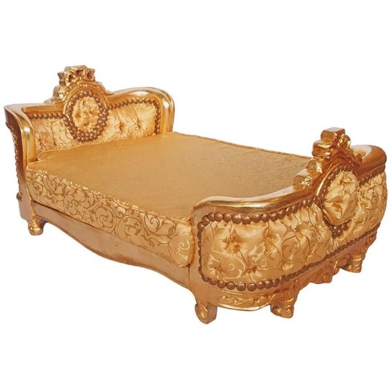 Casa Padrino Lit de chien baroque or motif / or - Lit de chien de style antique fait à la main - Meubles de chien somptueux de style baroque - Meubles pour animaux de style antique - Meubles pour animaux de style baroque