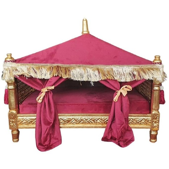 Casa Padrino Lit de chien baroque rouge bordeaux / or - Lit de chien de style antique fait à la main - Meubles somptueux pour chiens de style baroque - Meubles pour animaux de style antique - Meubles pour animaux de style baroque