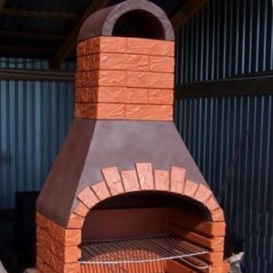 Casa Padrino Luxury Concrete Garden Grill Orange / Brown 110 x 68 x H. 197 cm