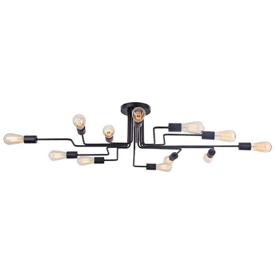 Casa Padrino Plafonnier design noir 123 x 88 x H. 25,2 cm - Luminaire moderne avec cadre métallique revêtu et aspect inhabituel de style loft