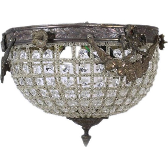 Casa Padrino Plafonnier en cristal baroque oxydé Ø 30 cm - Plafonnier rond de style baroque - Luminaires baroques - Noble et somptueux