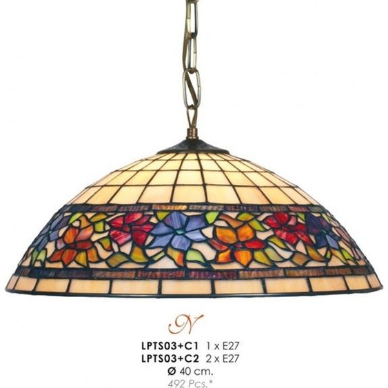 Casa Padrino Suspension Tiffany Ø 40 cm - Suspension Tiffany - Luminaires Tiffany