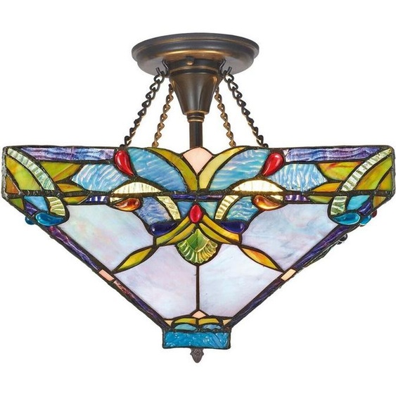 Casa Padrino Tiffany Plafonnier / Lampe de plafond Multicolore Ø 36 x H. 40 cm - Lampe Tiffany faite main