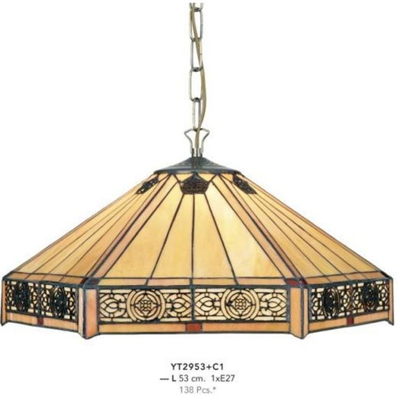 Casa Padrino Tiffany Suspension Diamètre 53cm 1-lampe ModH5 - Lampe Lampe de plafond Art Déco Art Nouveau
