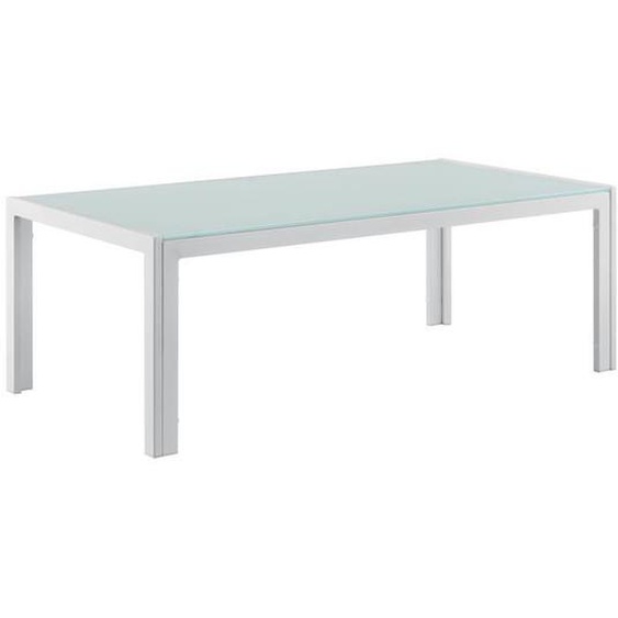 [casa.pro]® Table basse extérieure en verre 100 x 50 x 35 cm Blanc