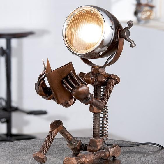 Casablanca Tischleuchte, Reading, Robotermotiv, Metall, kupferfarben, , L. 28 cm, B. 20 cm, H. 38 cm 68064
