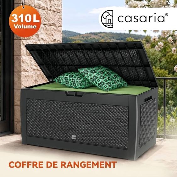 CASARIA Coffre de Rangement Anthracite Aspect Osier 310L