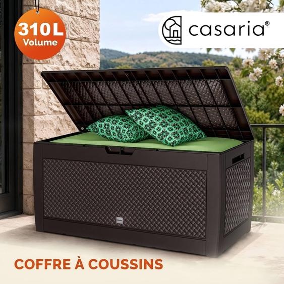 CASARIA Coffre de Rangement Brun Aspect Osier 310L