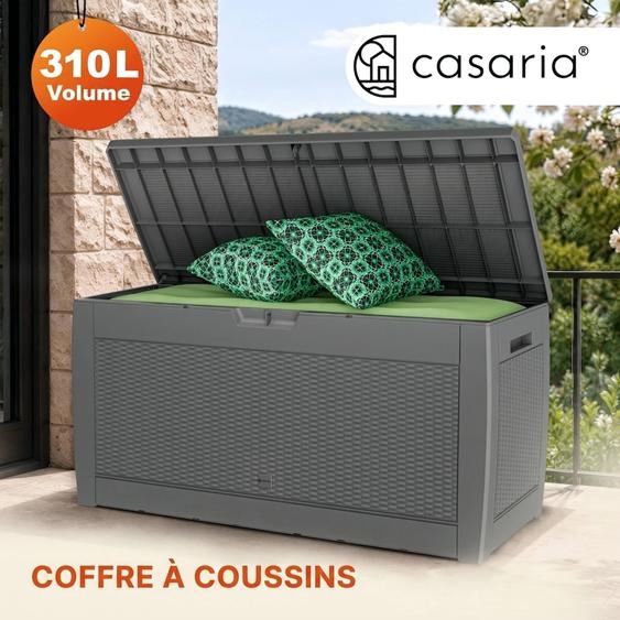 CASARIA Coffre de Rangement Gris Aspect Polyrotin 310 L